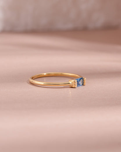 Aquamarine Simple Baguette Ring