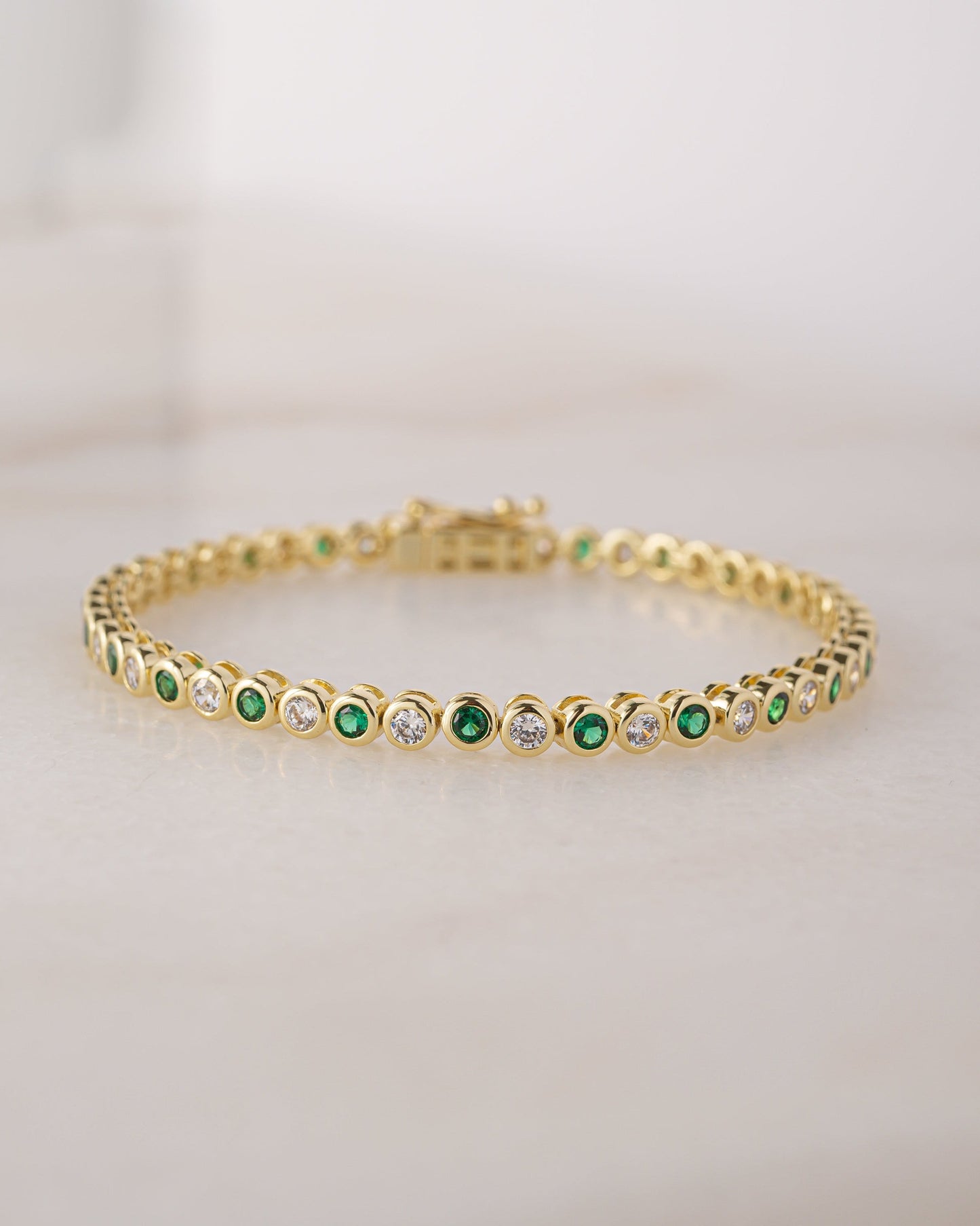 Charlie Emerald & CZ Tennis Bracelet