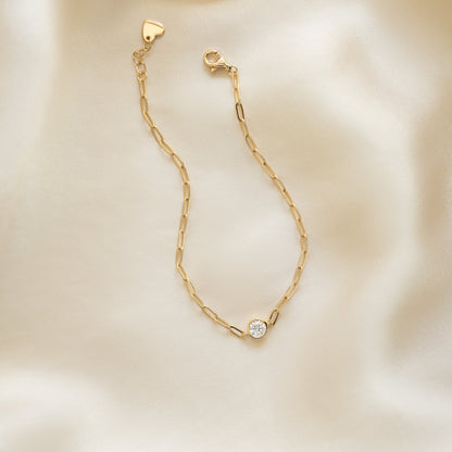 Bezel Charm Paperclip Bracelet