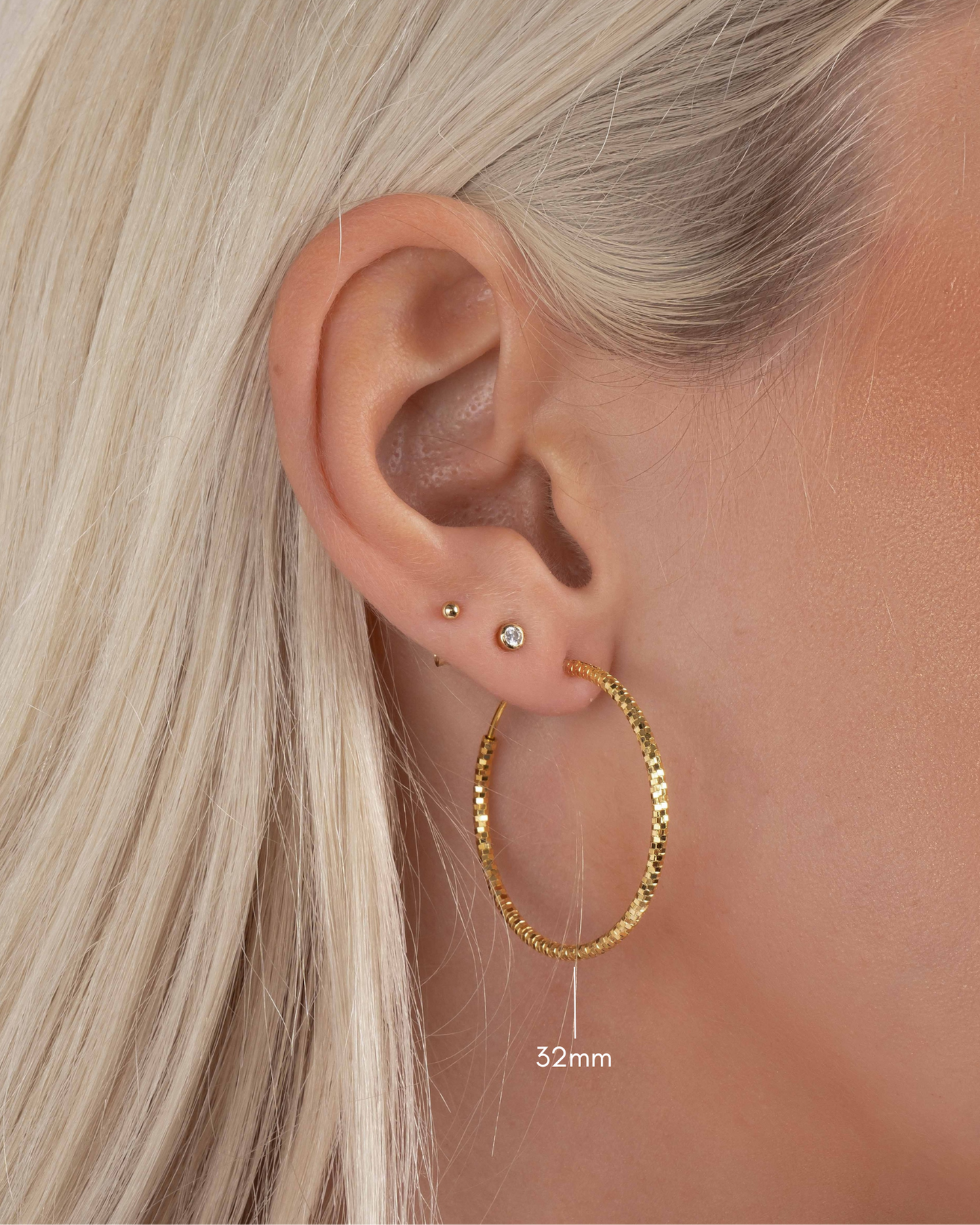 32mm Diamond Cut Hoops