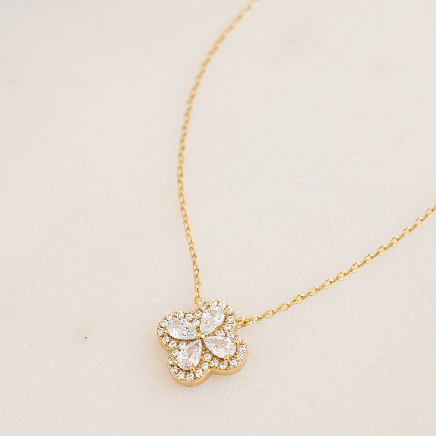 Pear Four Leaf Clover Necklace