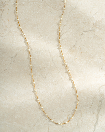 Cream Enamel Beaded Necklace