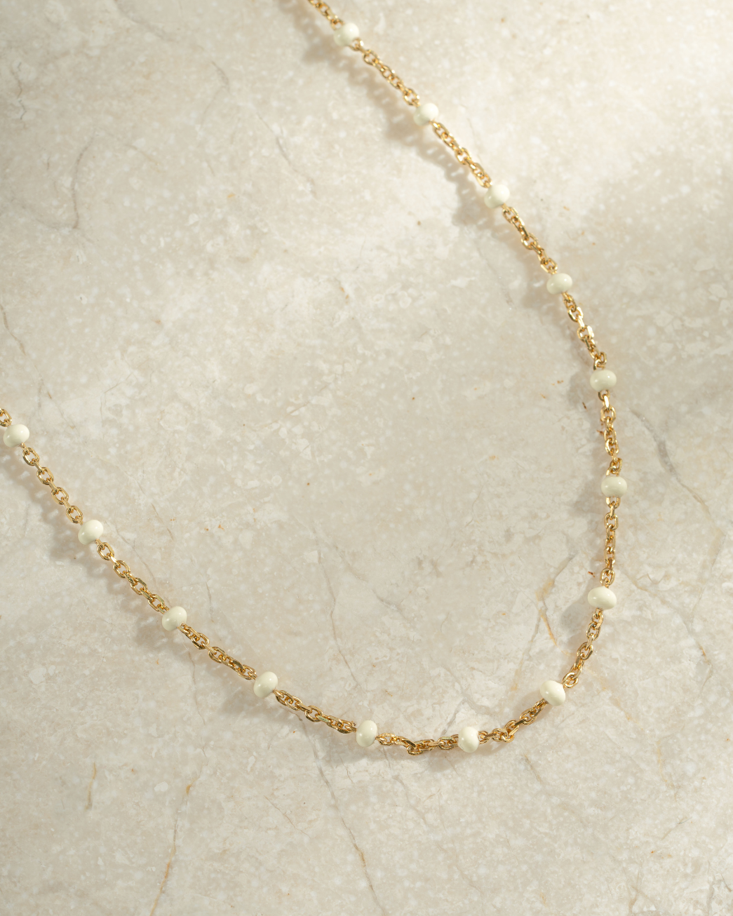Cream Enamel Beaded Necklace