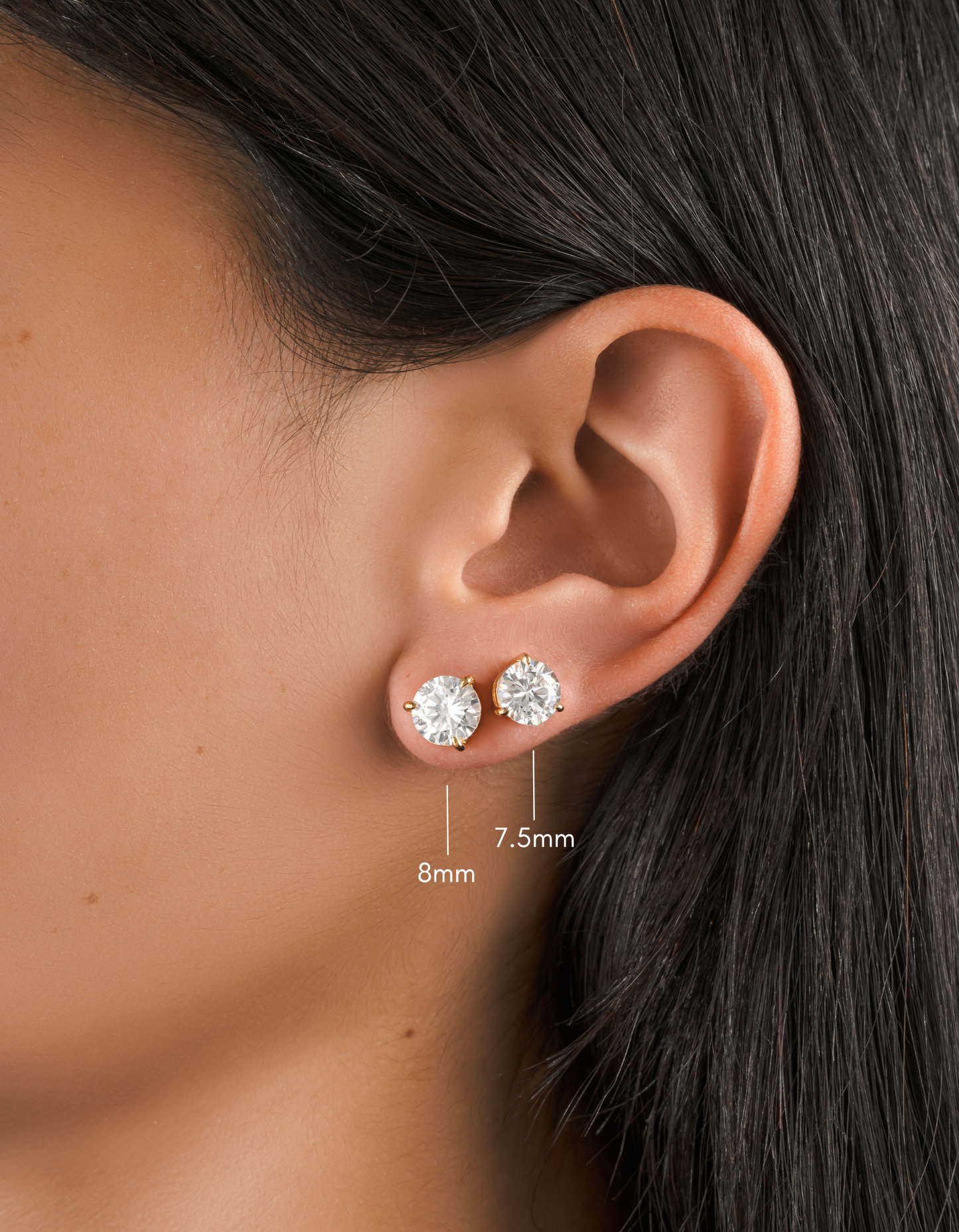 8mm Round Solitaire Stud Earrings