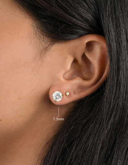 7.5mm Round Solitaire Stud Earrings