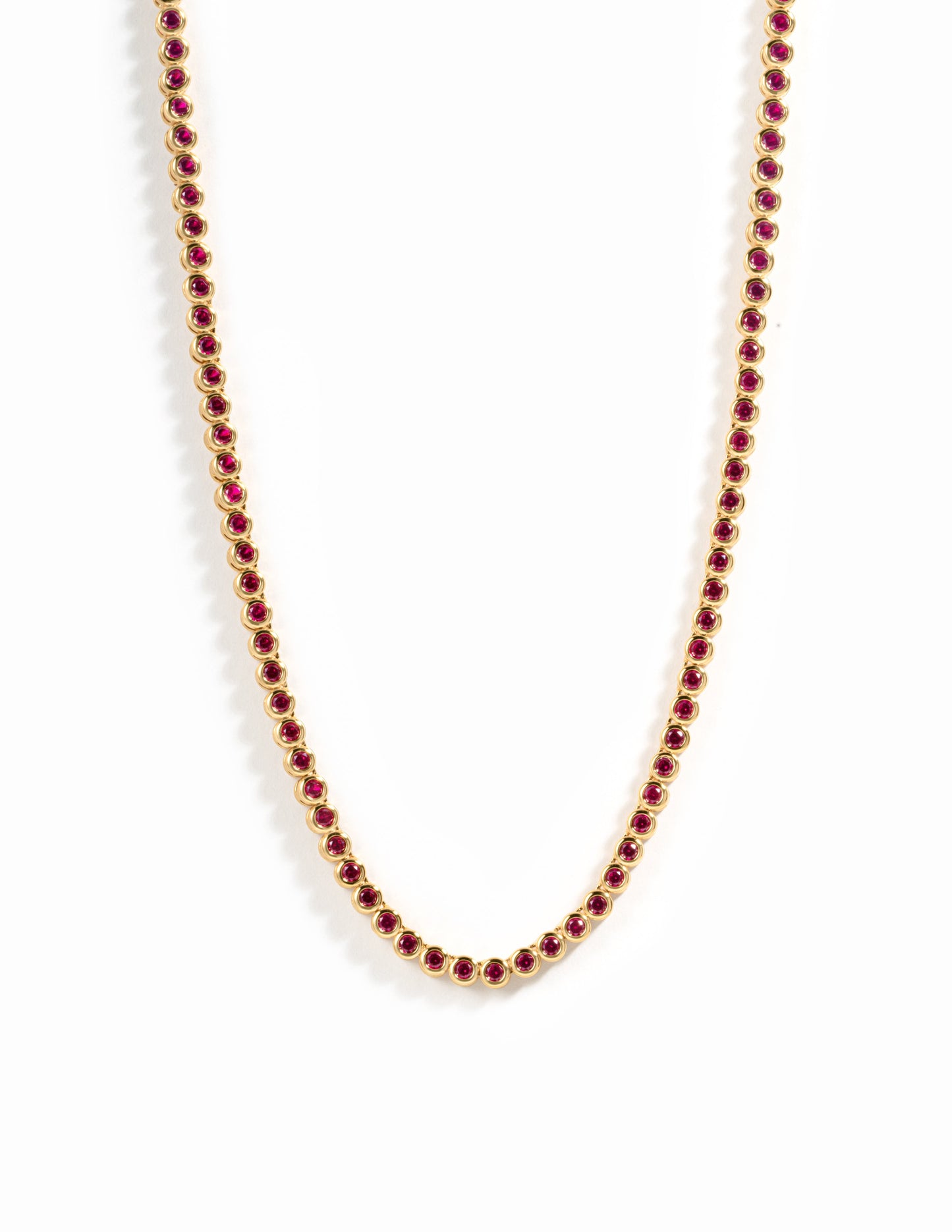 Ruby Bezel Tennis Necklace