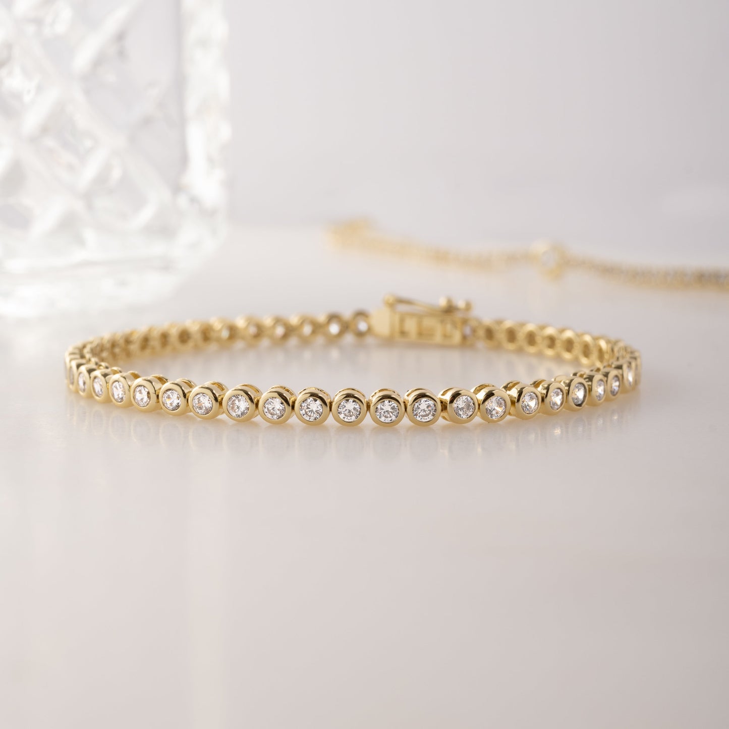2.5mm Round Bezel Tennis Bracelet