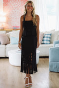 Tangerine Glow Midi Skirt -Black