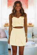 Sunshine Crop Top and Mini Skirt Set - Yellow