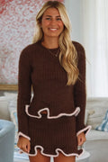 BonBon Cozy Sweater Top - Brown and Pink
