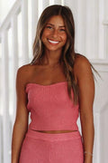 Keep It Amusing Knit Bustier Top - Pink (FINAL SALE)