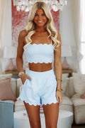 Picnic Perfect Crop Top and Shorts Set - Blue