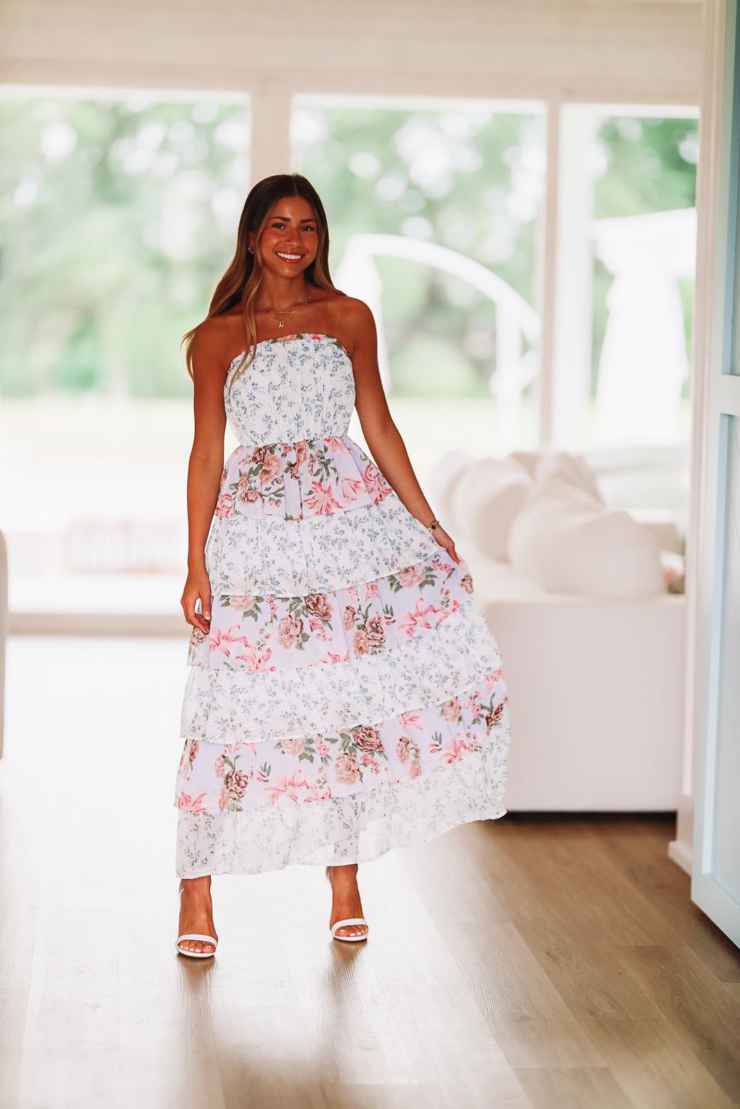 Sunlight Spotlight Maxi Dress - Ivory, Light Blue, Lavender