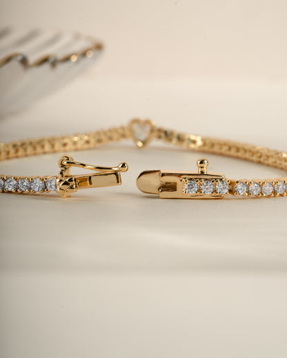 Heart Charm Tennis Bracelet