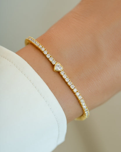 Heart Charm Tennis Bracelet