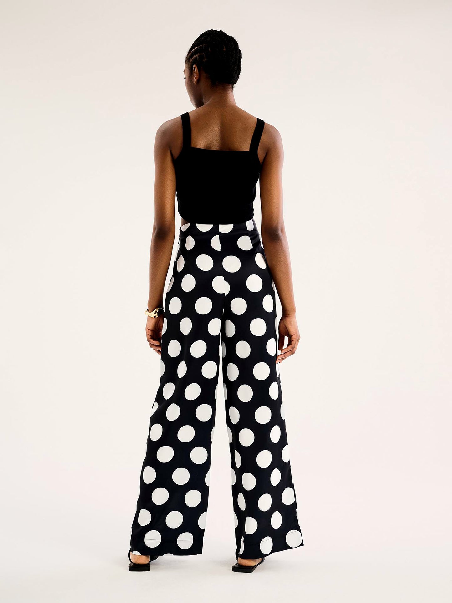 Lynx Satin Wide Leg Spot Print Trouser