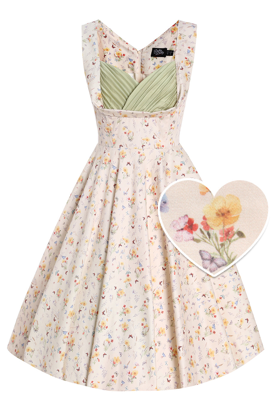 Grace Yellow Meadow Pleated Bust Dress