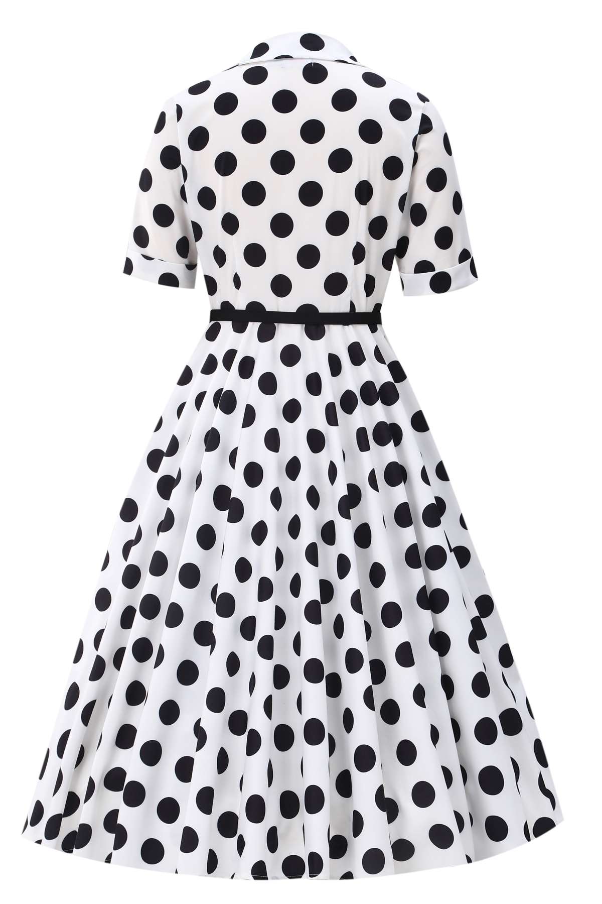 Mollie Monochrome Full Circle Shirt Dress In Polka Dots