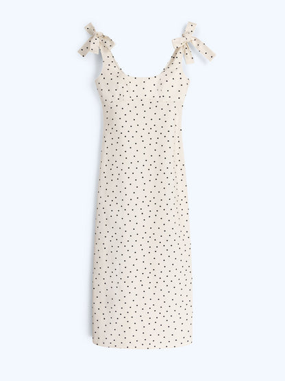 Morgane Dress in White Polka Dot