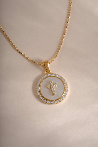 Mother of Pearl Cross Necklace