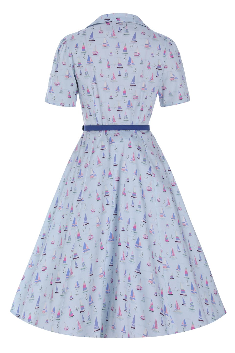 Penelope Nautical Sailboat Shirt Dress in Light Blue