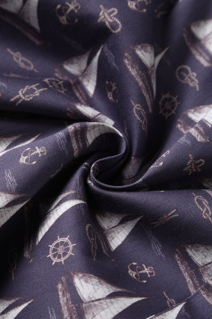 Penelope Nautical Sailboat Shirt Dress in Navy Blue