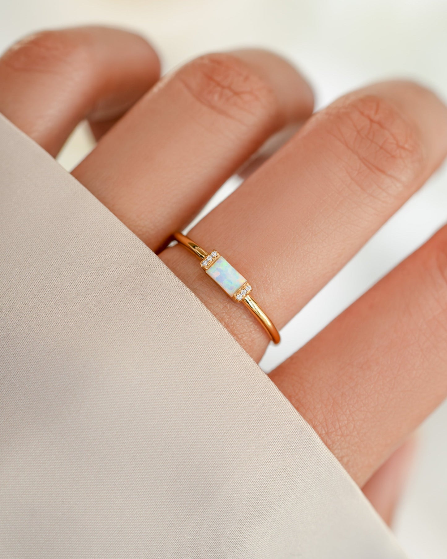 Opal Baguette Ring