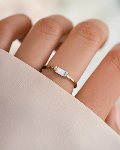 Opal Baguette Ring