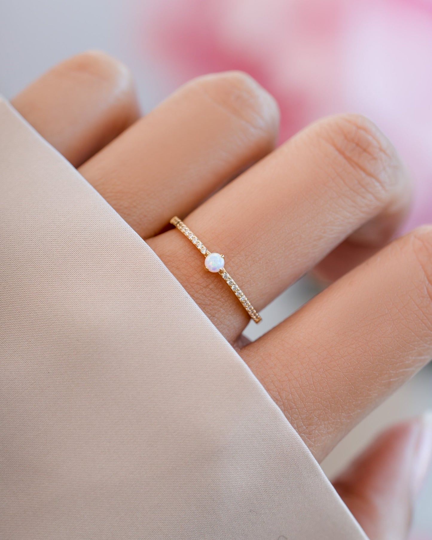 Solitaire Opal Ring