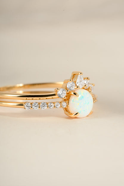 Opal Ring Set w Pave Ring