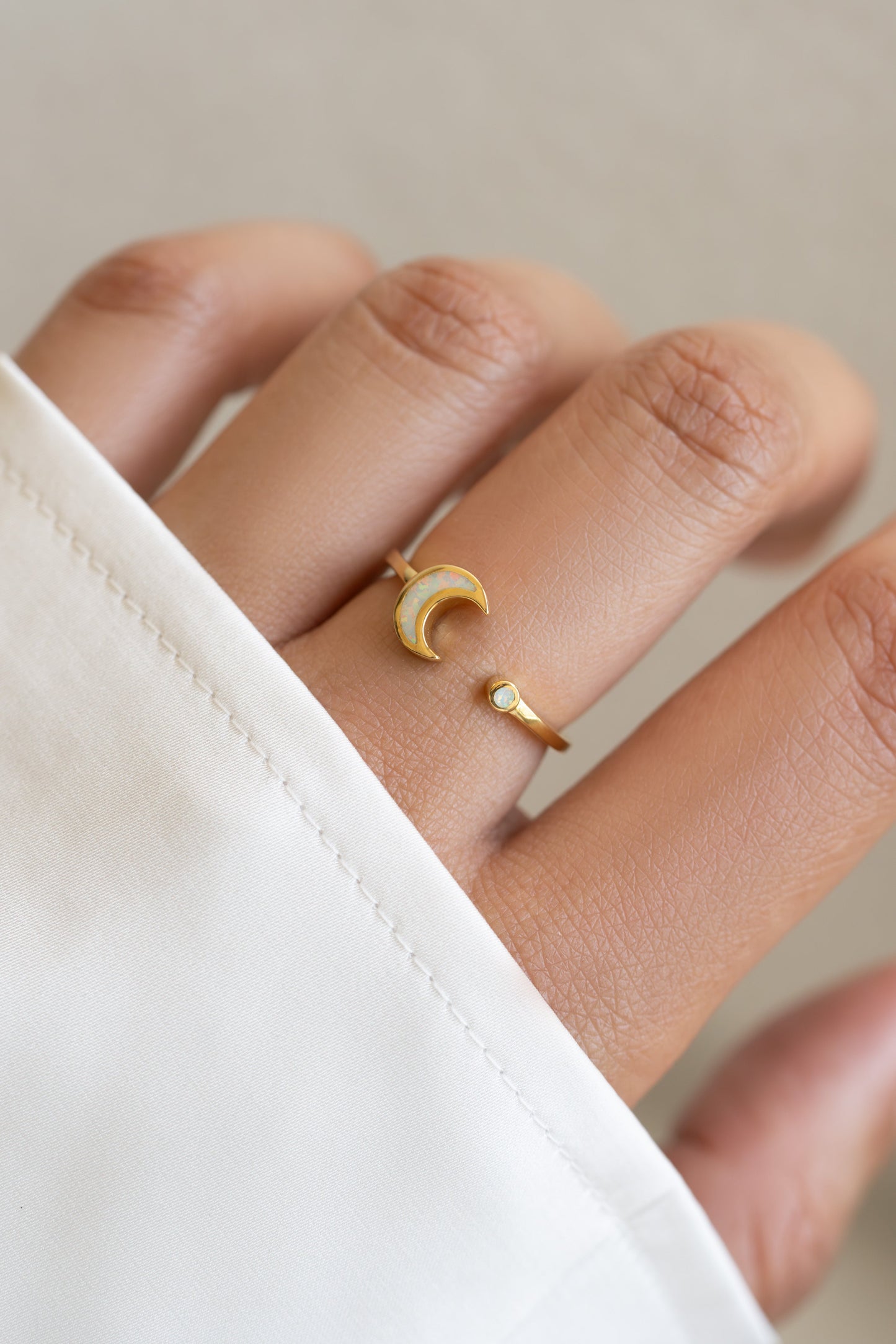 Opal Moon Ring