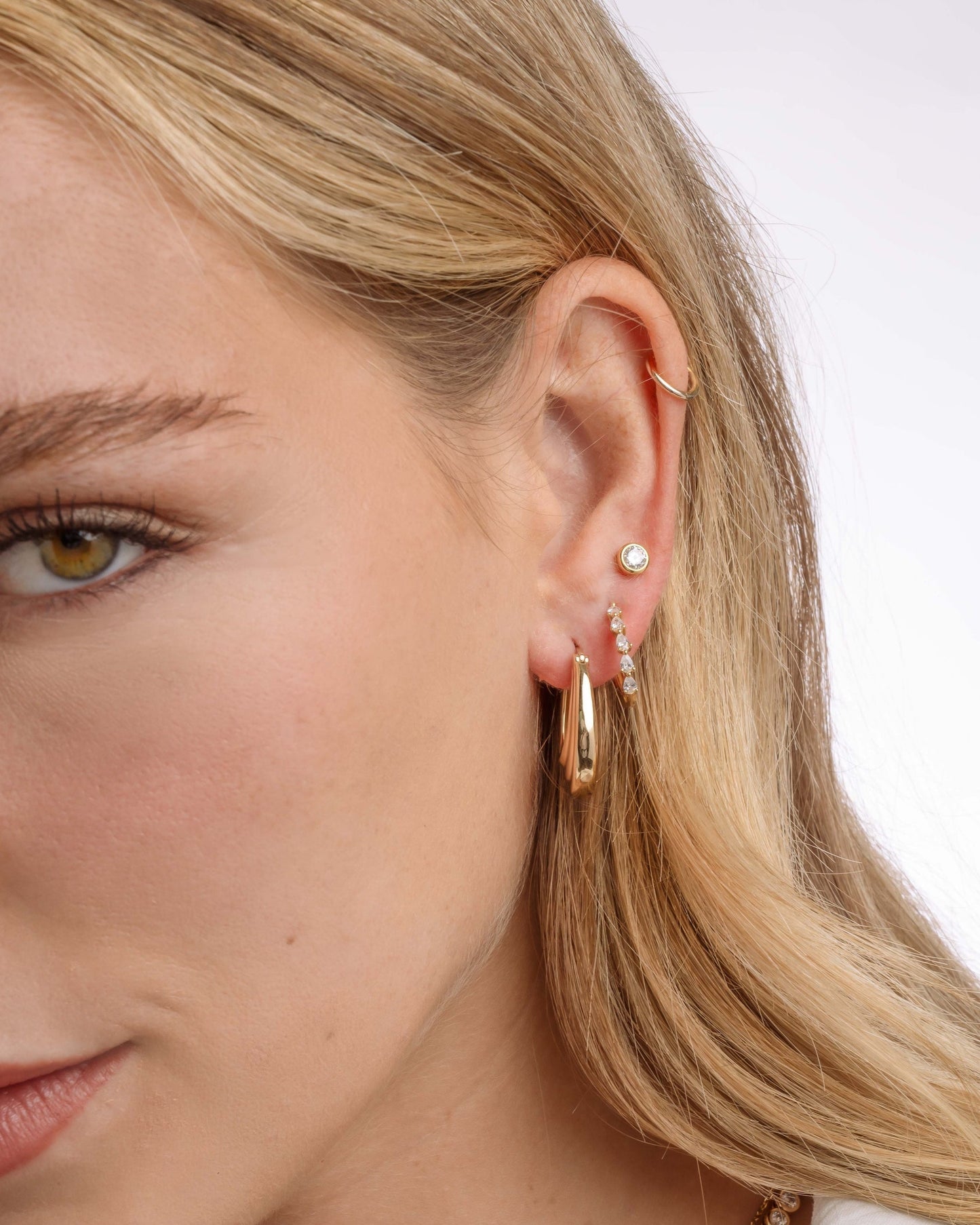 Pear Stone Hoops