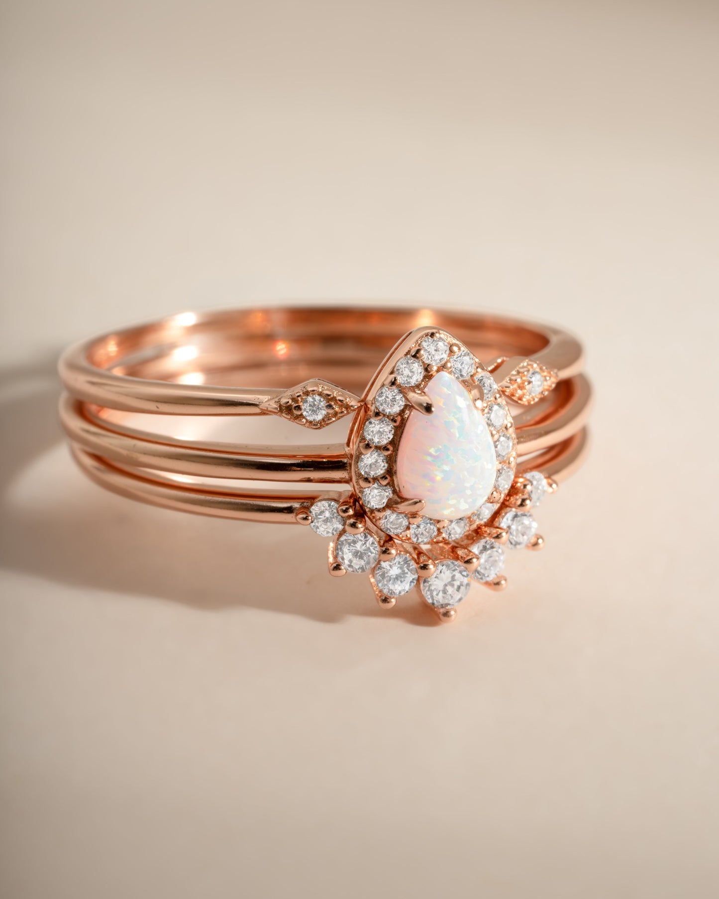 Pear Opal Ring Set