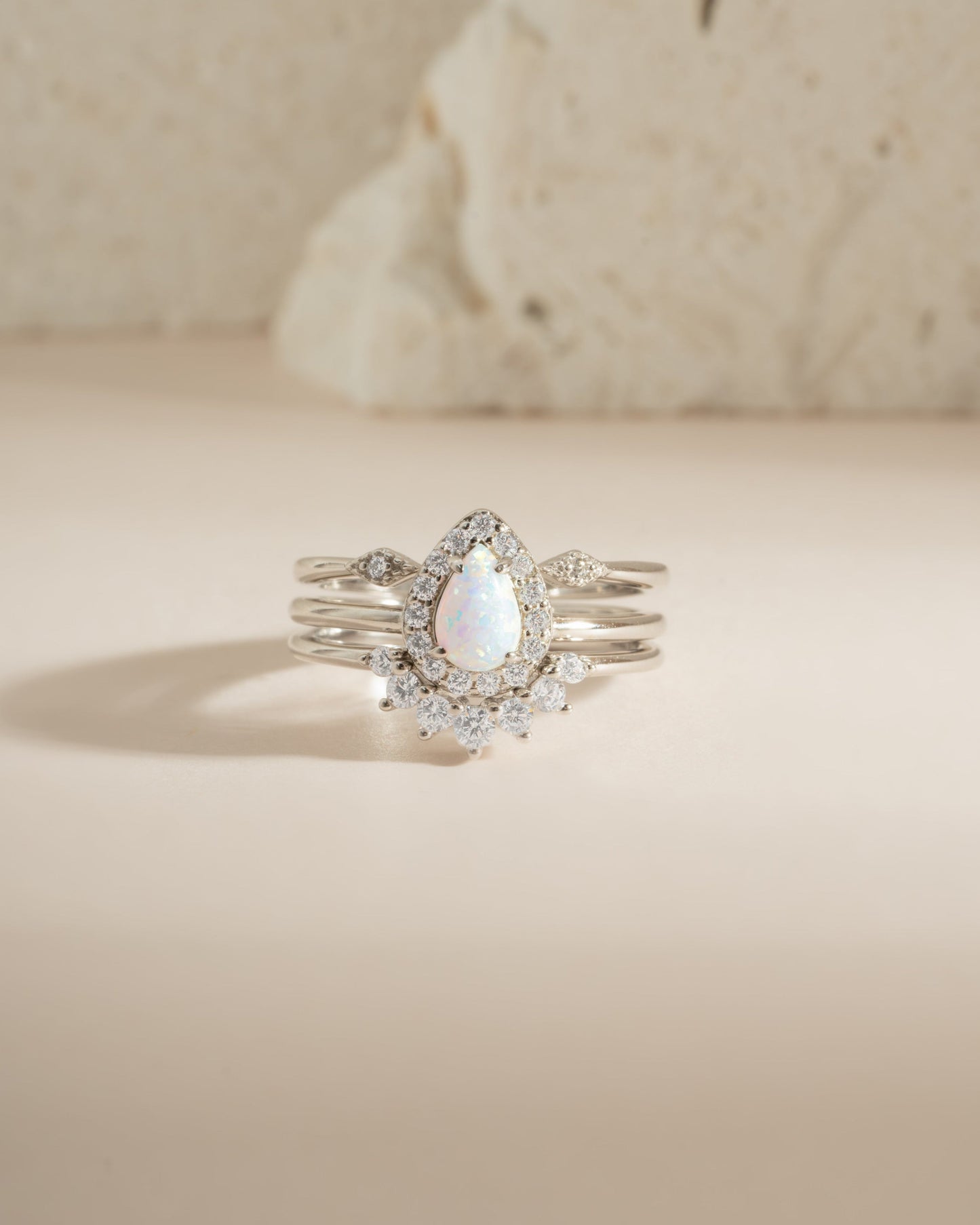 Pear Opal Ring Set