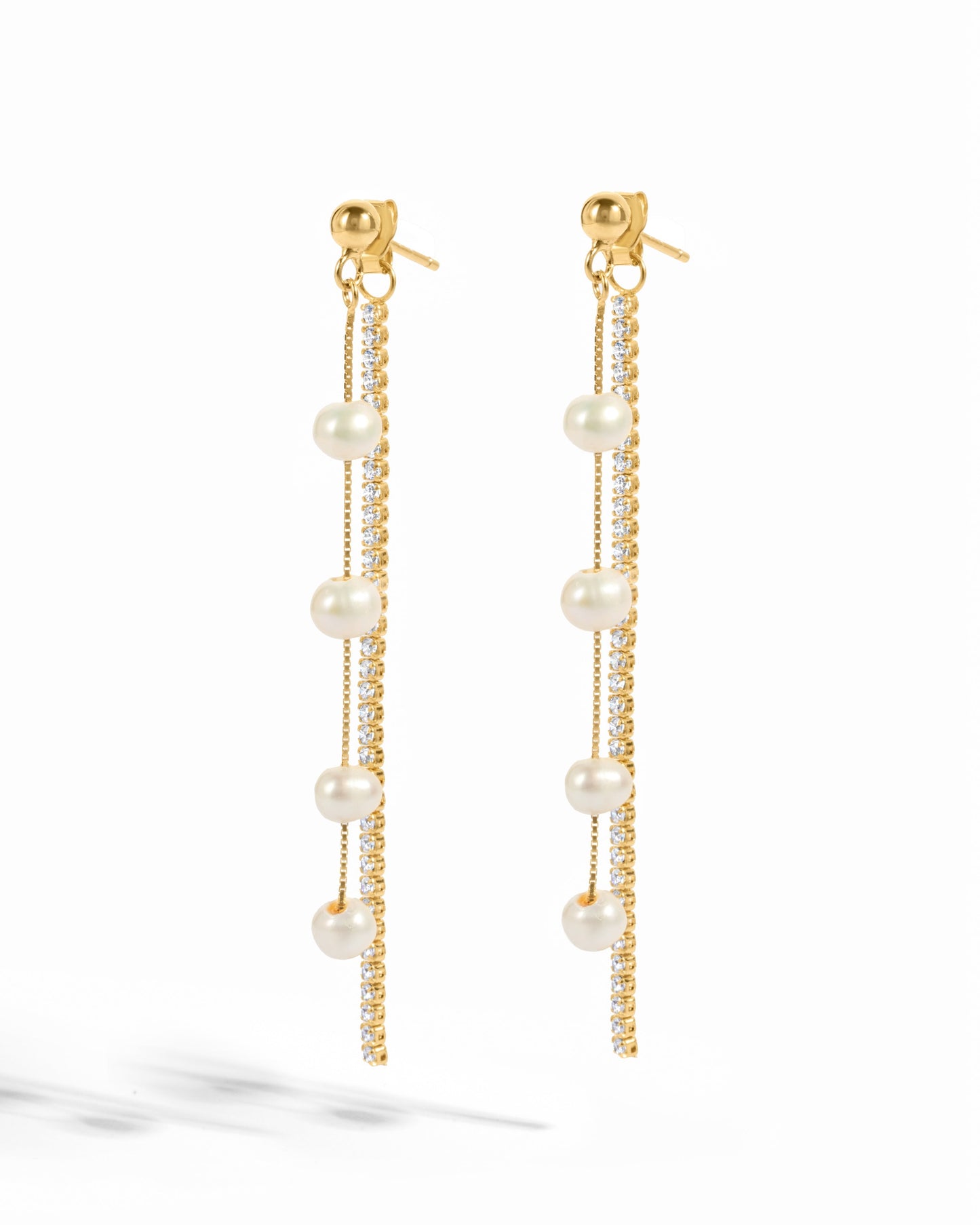 Dangling Bead Pearl Earrings