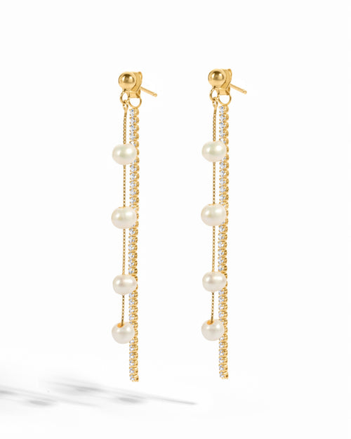 Dangling Bead Pearl Earrings