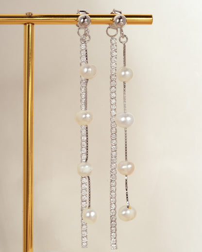 Dangling Bead Pearl Earrings