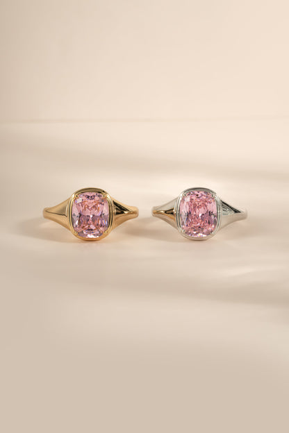Pink Elongated Cushion Ring