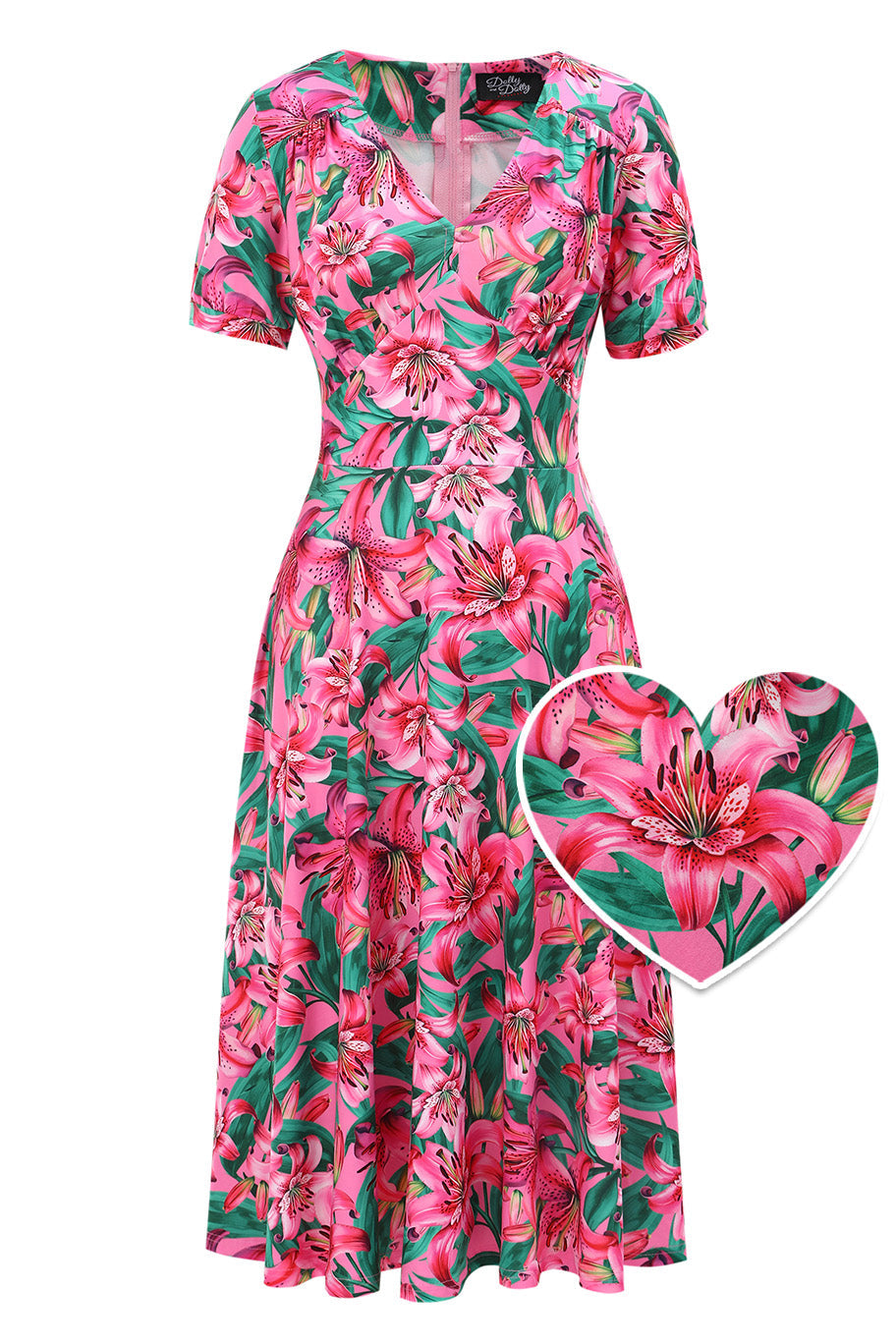 Julia Pink Lily Midi Dress