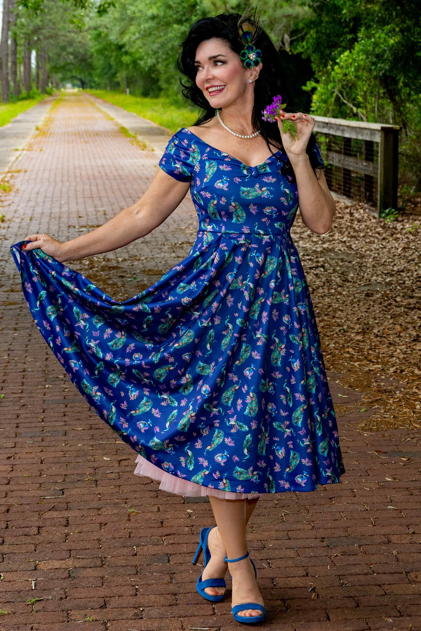 Lily Purple Peacock Circle Dress