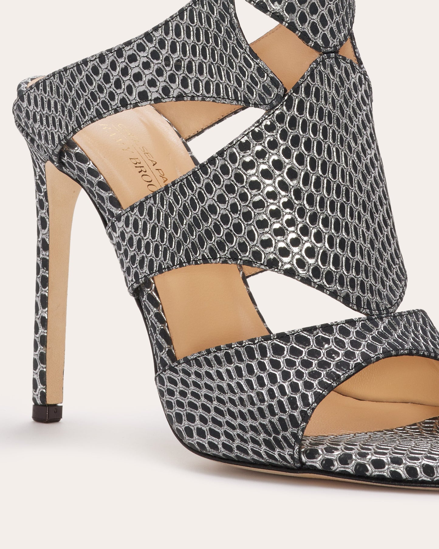 Huzar Cutout Sandals | GUNMETAL SNAKE