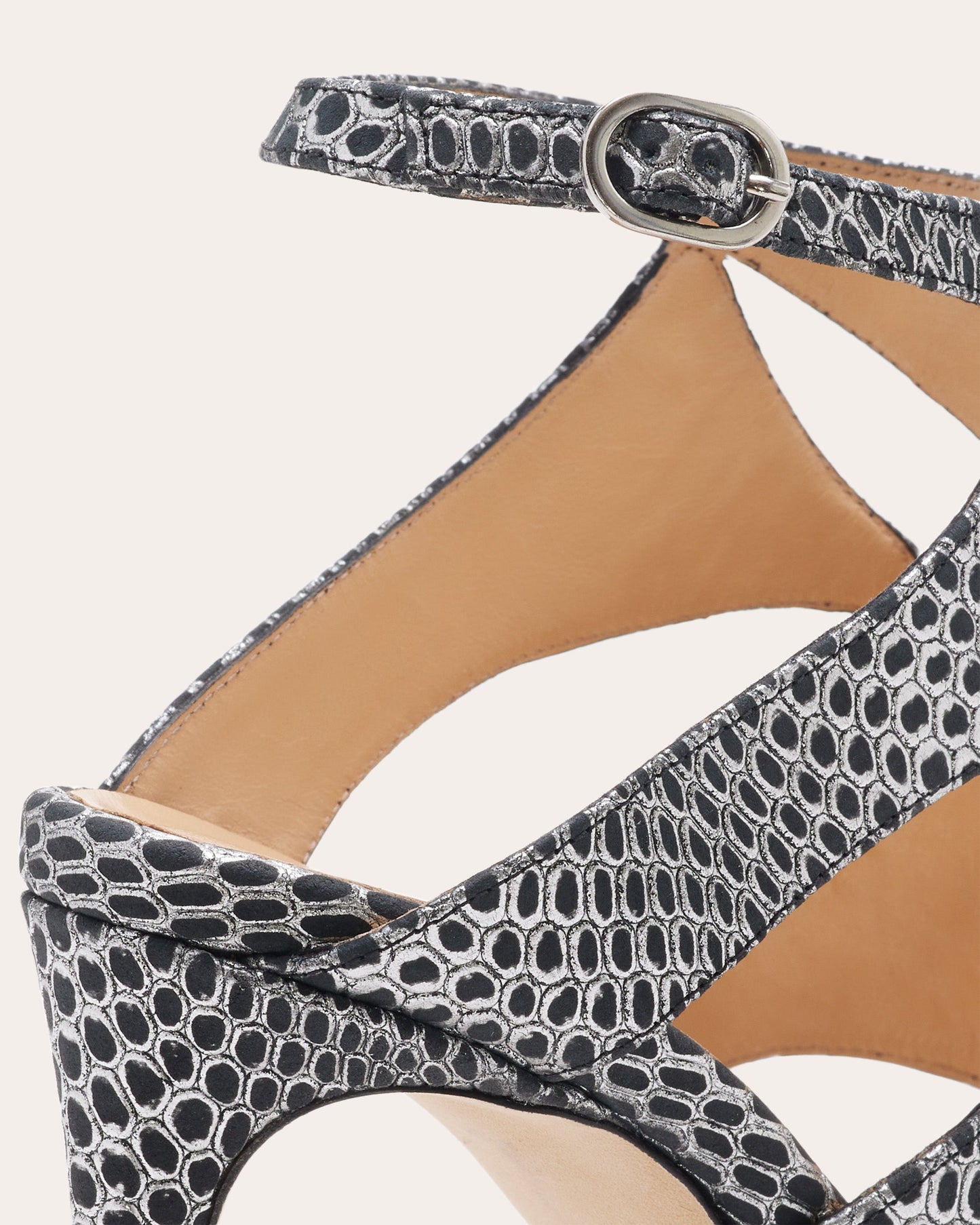 Huzar Cutout Sandals | GUNMETAL SNAKE
