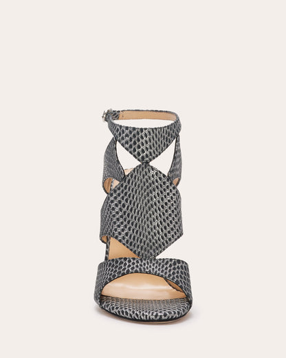Huzar Cutout Sandals | GUNMETAL SNAKE