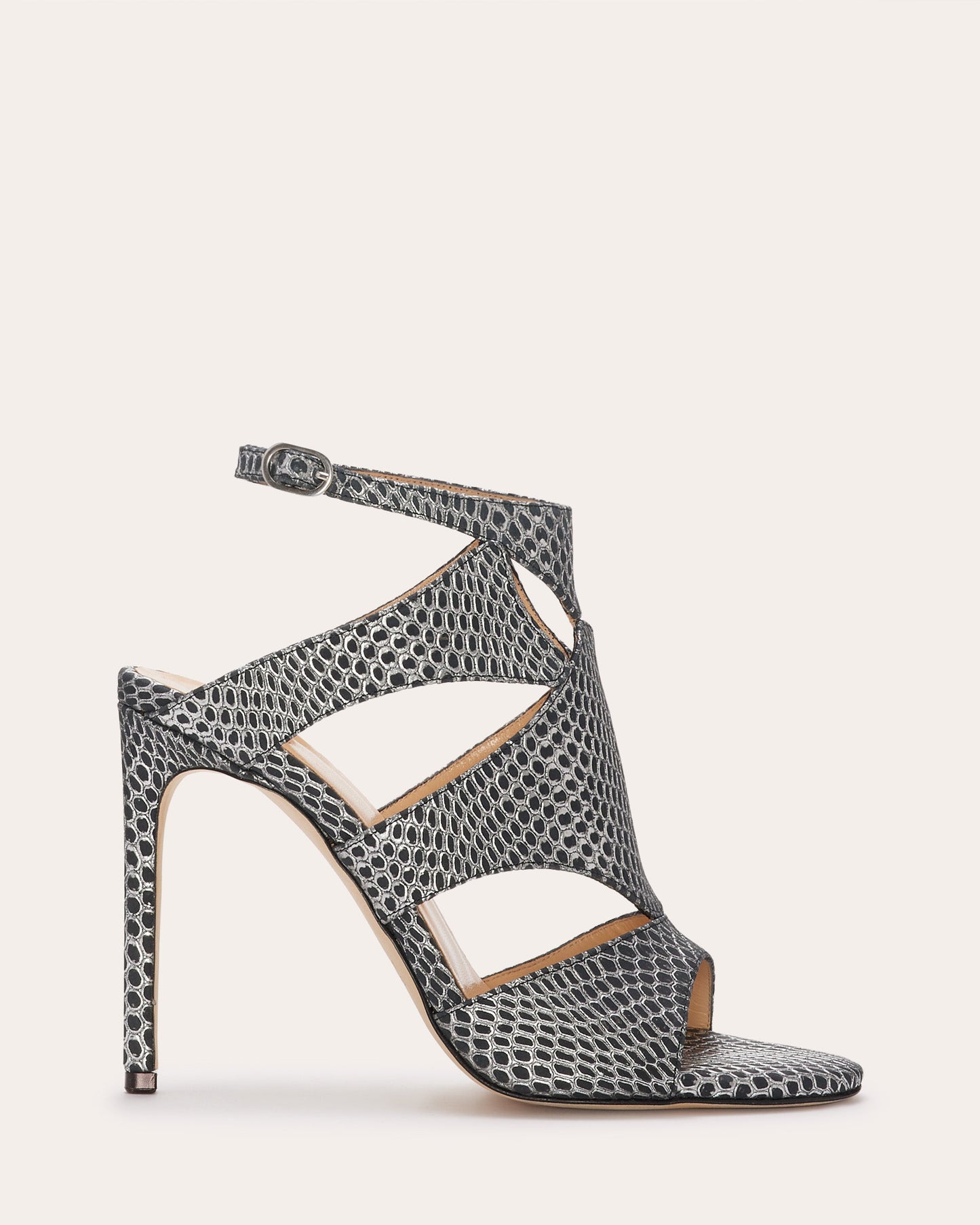 Huzar Cutout Sandals | GUNMETAL SNAKE