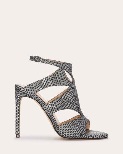 Huzar Cutout Sandals | GUNMETAL SNAKE