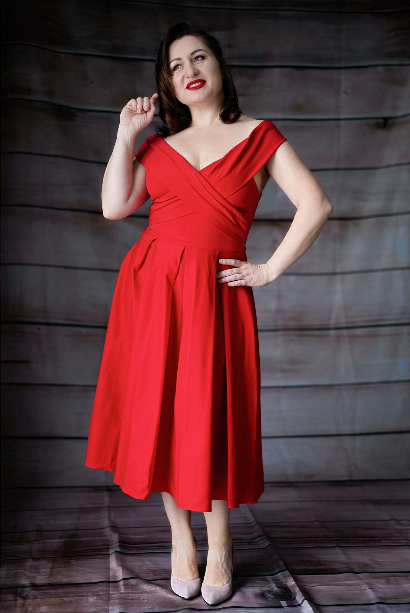 Beverly Red Off Shoulder Dress