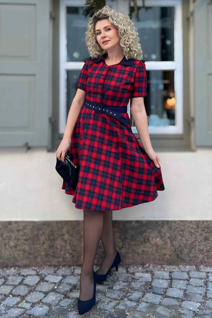 Penelope Red Tartan Shirt Dress