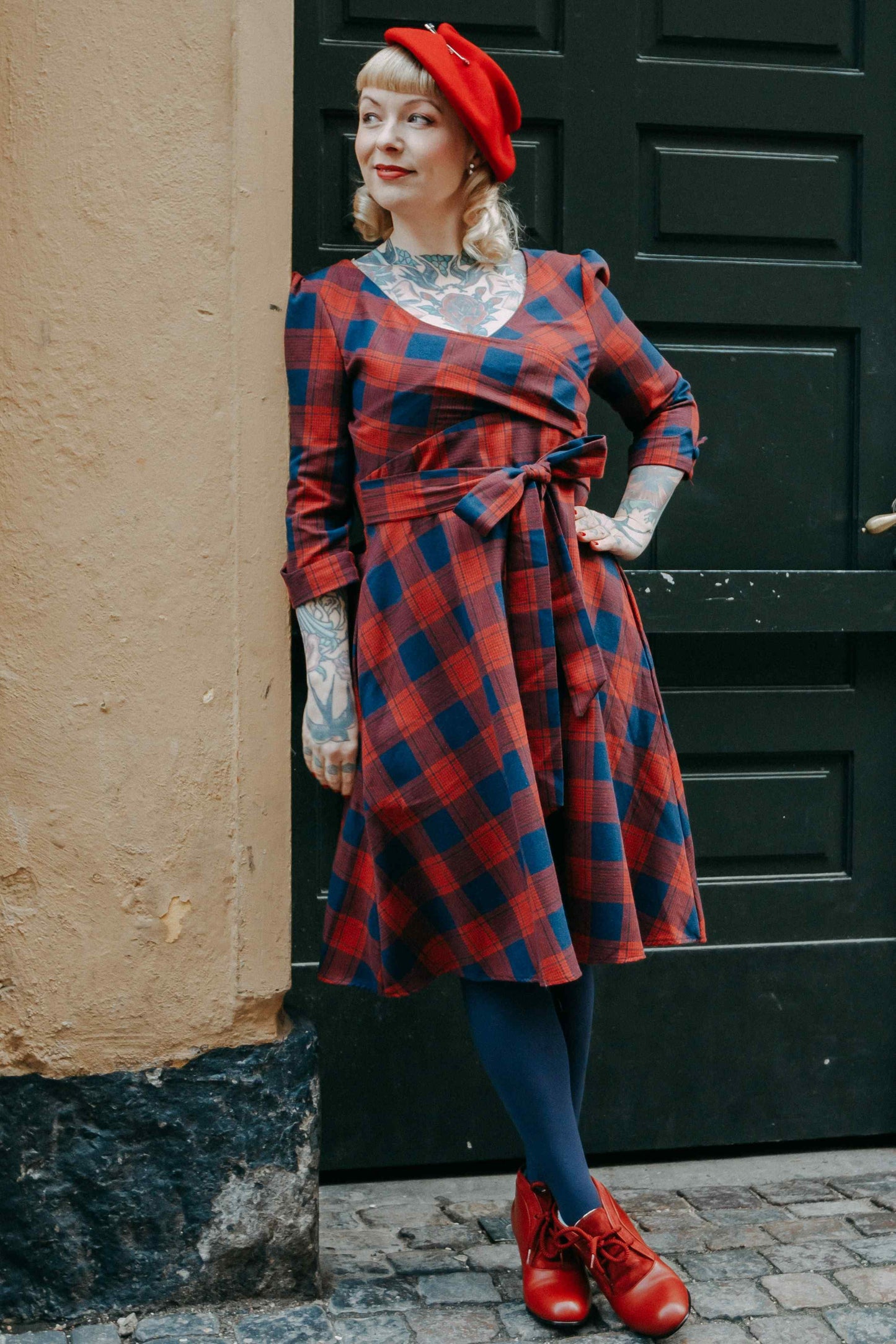 Katherine Red Tartan Swing Dress