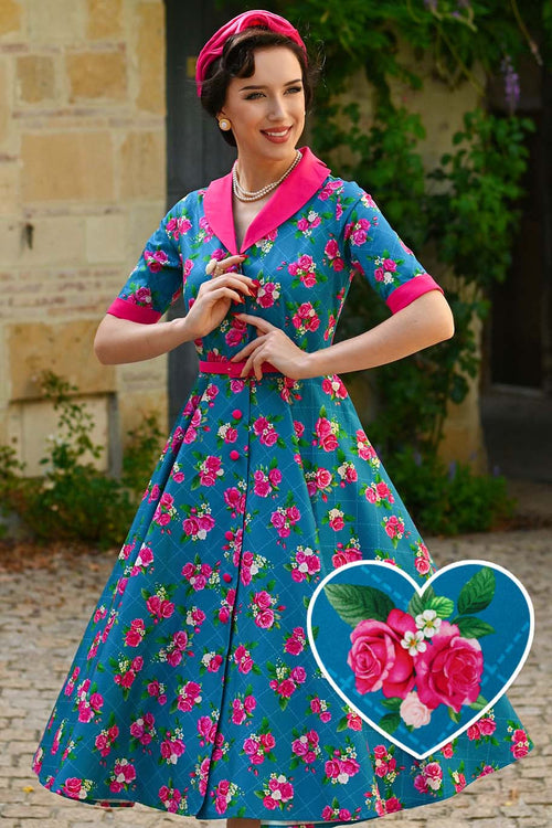 Mollie Rose Full Circle Shirt Dress In Blue