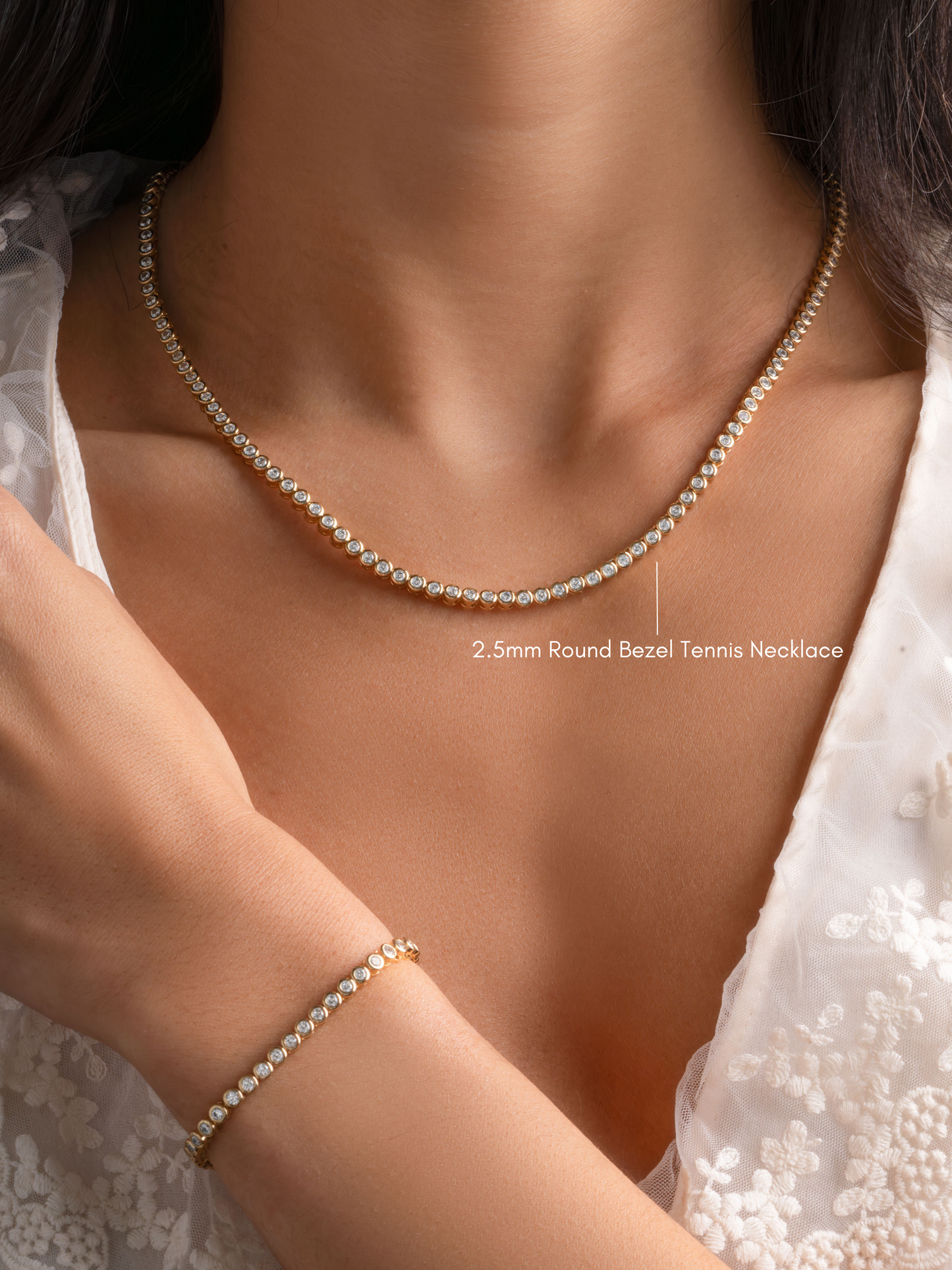 2.5mm Round Bezel Tennis Bracelet
